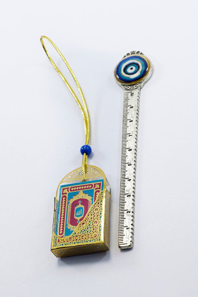 Minik Kur' an-ı Kerim Araba Dikiz Ayna Süsü, İpli Plastik Kaplı Renkli Üçlü Set