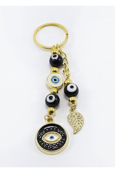 Black Colored, Evil Eye Beaded Eye Figured Car Rearview Mirror Ornament, Gift Bag Ornament