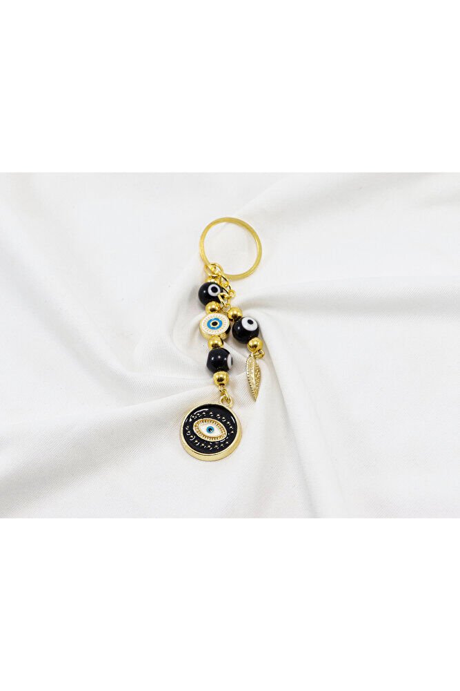 Siyah Renkli, Nazar Boncuklu Göz Figürlü Araba Dikiz Ayna Süsü, Hediyelik Çanta Süsü