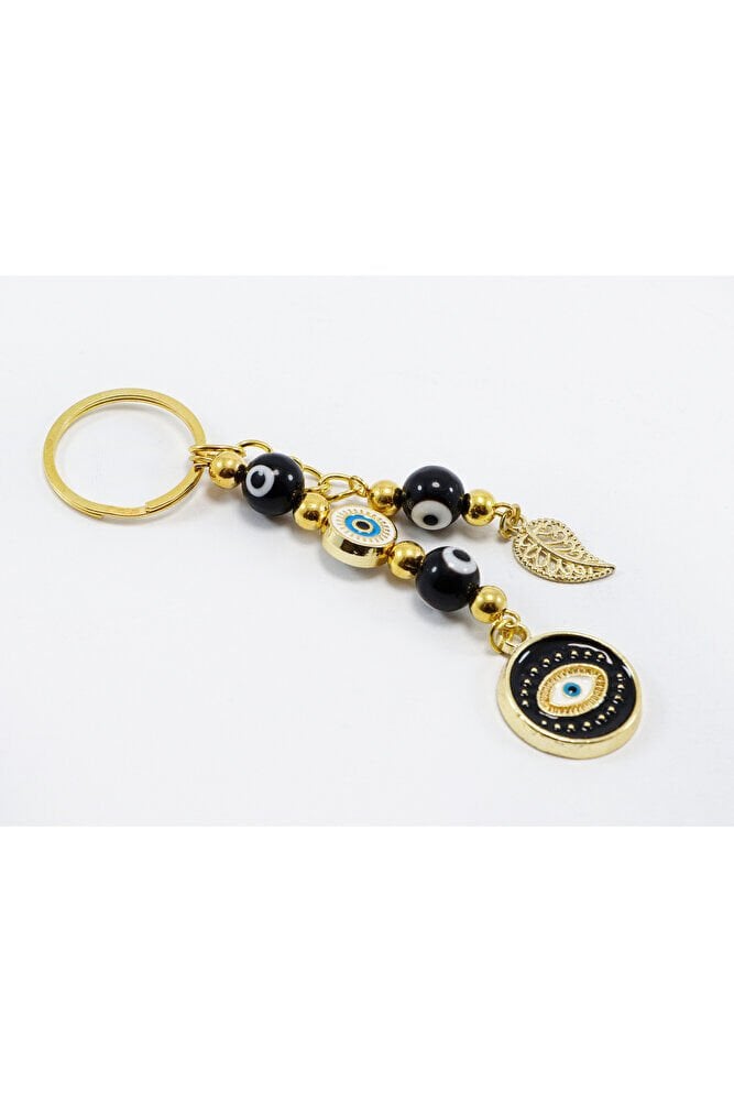 Siyah Renkli, Nazar Boncuklu Göz Figürlü Araba Dikiz Ayna Süsü, Hediyelik Çanta Süsü