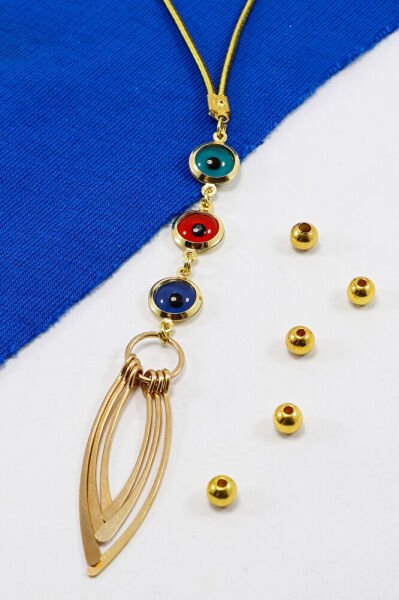 Gold Renkli Çerçeveli Nazar Boncuklu Metal Püsküllü Araba Dikiz Ayna Süsü, Yeni Araba Hediyesi