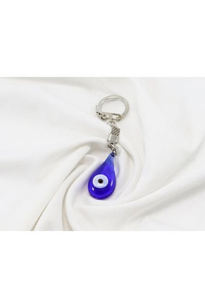 Dark Blue Glass Drop Evil Eye Bead Keychain, Evil Eye Beaded Gift Bag Ornament