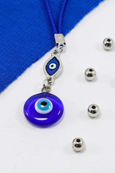 Elips Çerçeveli Nazar El Yapımı Cam Nazar Boncuklu Araba Dikiz Ayna Süsü, Yeni Araba Hediyesi