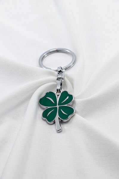 Yeşil Yonca Metal Anahtarlık, Minik Çanta Süsü