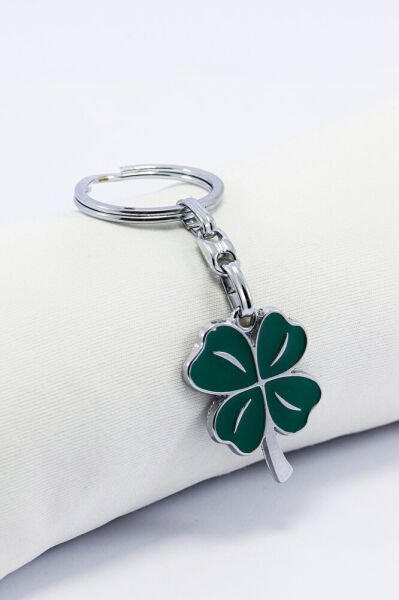 Yeşil Yonca Metal Anahtarlık, Minik Çanta Süsü
