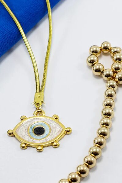 Gold Plated Metal Evil Eye Bead Car Rearview Mirror Ornament Luxury New Car Gift