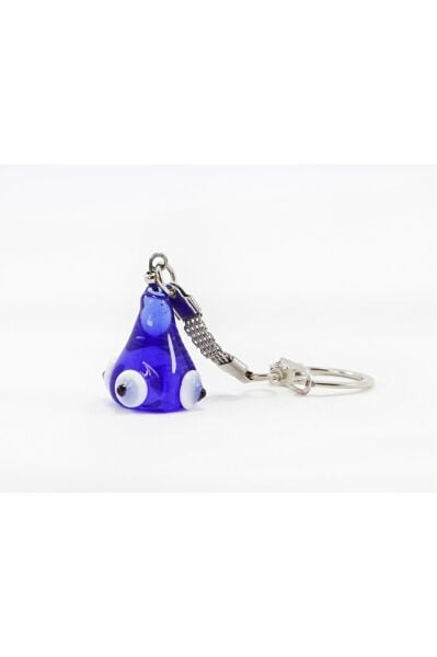 Dark Blue Glass Cone Evil Eye Bead Keychain, Evil Eye Beaded Gift Bag Ornament
