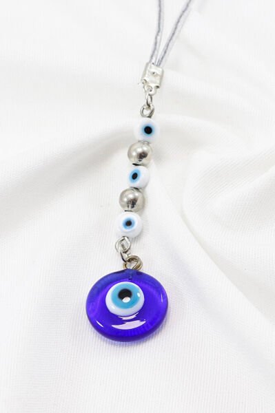 Beyaz Nazarlı El Yapımı Cam Nazar Boncuklu Araba Dikiz Ayna Süsü, Yeni Araba Hediyesi