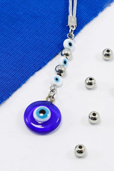 Beyaz Nazarlı El Yapımı Cam Nazar Boncuklu Araba Dikiz Ayna Süsü, Yeni Araba Hediyesi