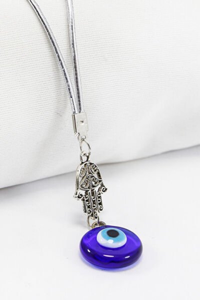 Metal Hamseli El Yapımı Cam Nazar Boncuklu Araba Dikiz Ayna Süsü, Yeni Araba Hediyesi