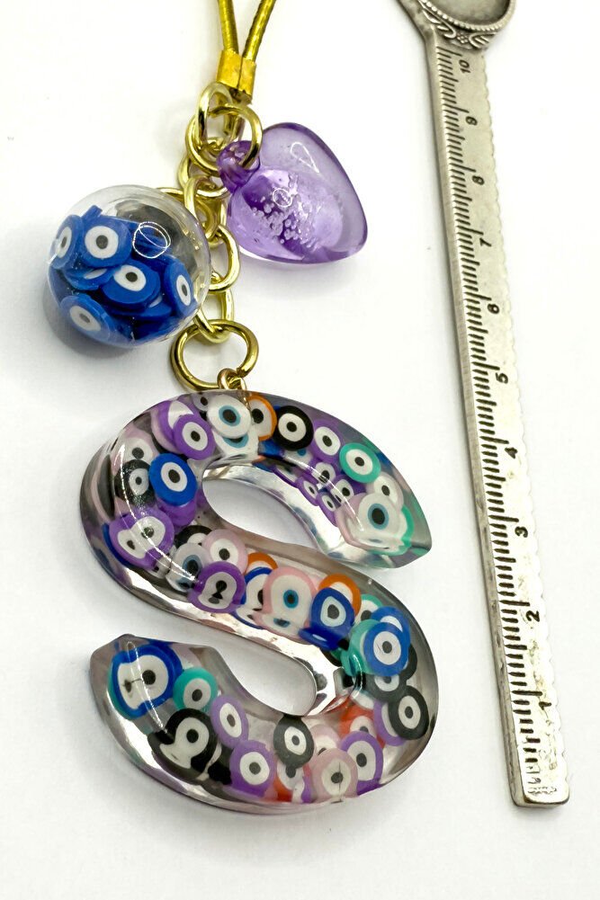 Renkli Nazar Boncuklu S Harfi Araba Dikiz Ayna Süsü, Yeni Araba Hediyesi