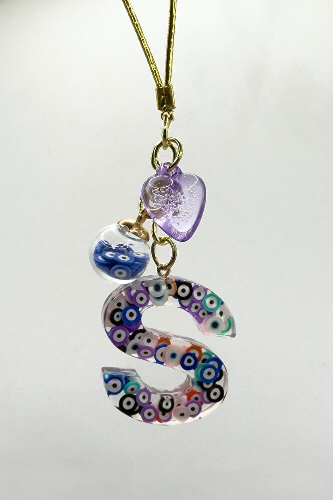 Renkli Nazar Boncuklu S Harfi Araba Dikiz Ayna Süsü, Yeni Araba Hediyesi