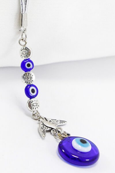 Küçük Cam Nazarlı Metal Kuş El Yapımı Cam Nazar Boncuklu Araba Dikiz Ayna Süsü, Yeni Araba Hediyesi