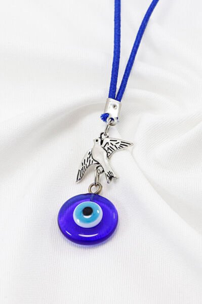 Metal Kuş El Yapımı Cam Nazar Boncuklu Araba Dikiz Ayna Süsü, Yeni Araba Hediyesi