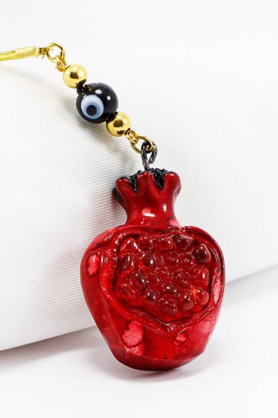 Siyah El Yapımı Cam Nazar Çift Taraflı Taneli Nar Araba Dikiz Ayna Süsü