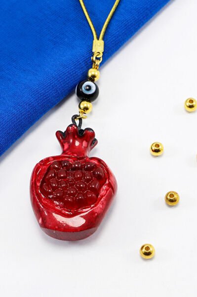 Siyah El Yapımı Cam Nazar Çift Taraflı Taneli Nar Araba Dikiz Ayna Süsü