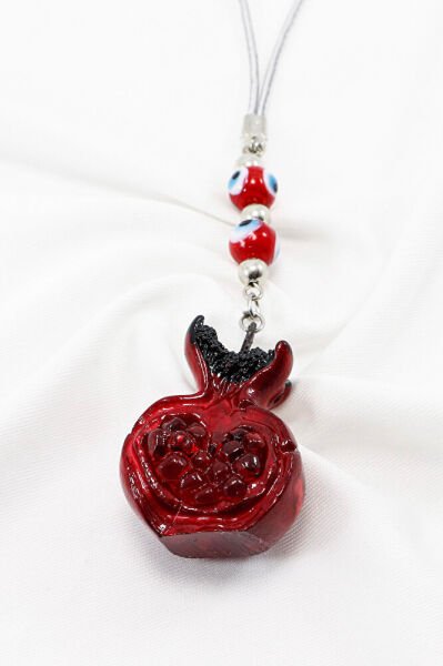 Kırmızı El Yapımı Cam Nazar Taneli Nar Araba Dikiz Ayna Süsü, Hediyelik Yeni Araba Hediyesi