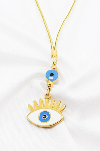 Altın Kaplama Çerçeveli Nazar Göz Figürü Araba Dikiz Ayna Süsü, Yeni Araba Hediyesi