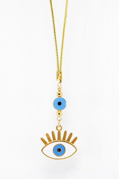 Altın Kaplama Çerçeveli Nazar Göz Figürü Araba Dikiz Ayna Süsü, Yeni Araba Hediyesi