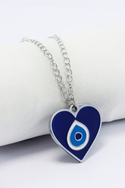 Metal Kalp Nazar Boncuğu Zincirli Araba Dikiz Ayna Süsü, Yeni Araba Hediyesi