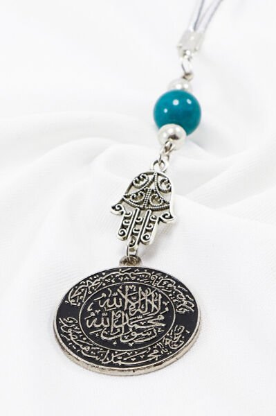 Turkuaz Doğal Taşlı Hamse Eli Mühr-ü Şerif Araba Dikiz Ayna Süsü, Yeni Araba Hediyesi