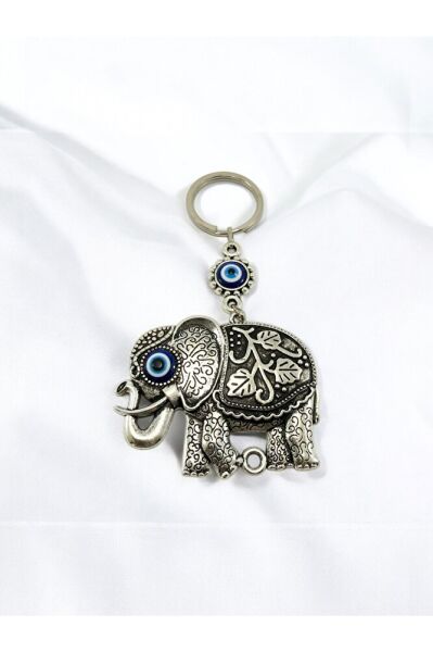 Large Metal Elephant Evil Eye Beaded Keychain, Gift Accessory