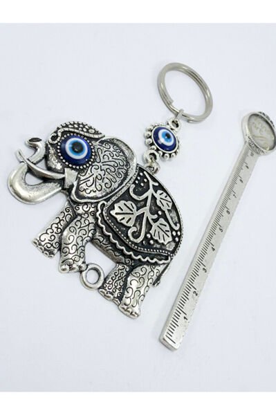 Large Metal Elephant Evil Eye Beaded Keychain, Gift Accessory