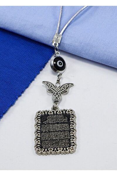 Çerçeveli Nazarlı Paslanmaz Çelik Melek Ayetel Kürsi Araba Dikiz Ayna Süsü, Yeni Araba Hediyesi