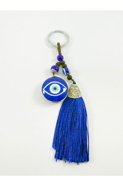 Blue Epoxy Evil Eye Beaded Keychain, Handmade Gift Accessory