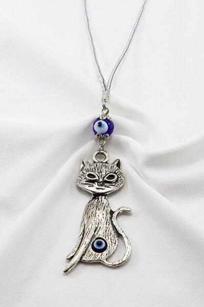Evil Eye Bead Metal Cat Rearview Mirror Ornament / Gift Accessory