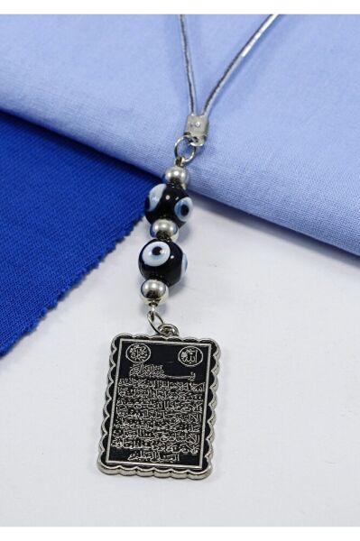 El Yapımı Siyah Cam Nazar Boncuklu Ayetel Kürsi Araba Dikiz Ayna Süsü, Yeni Araba Hediyesi