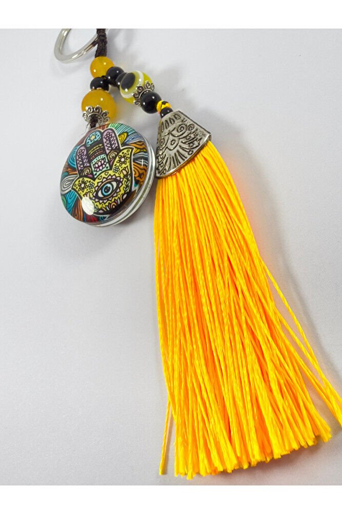 Sarı Nazar Boncuklu Rengarenk hamse Fatma Ana Eli Anahtarlık, Hediyelik Aksesuar