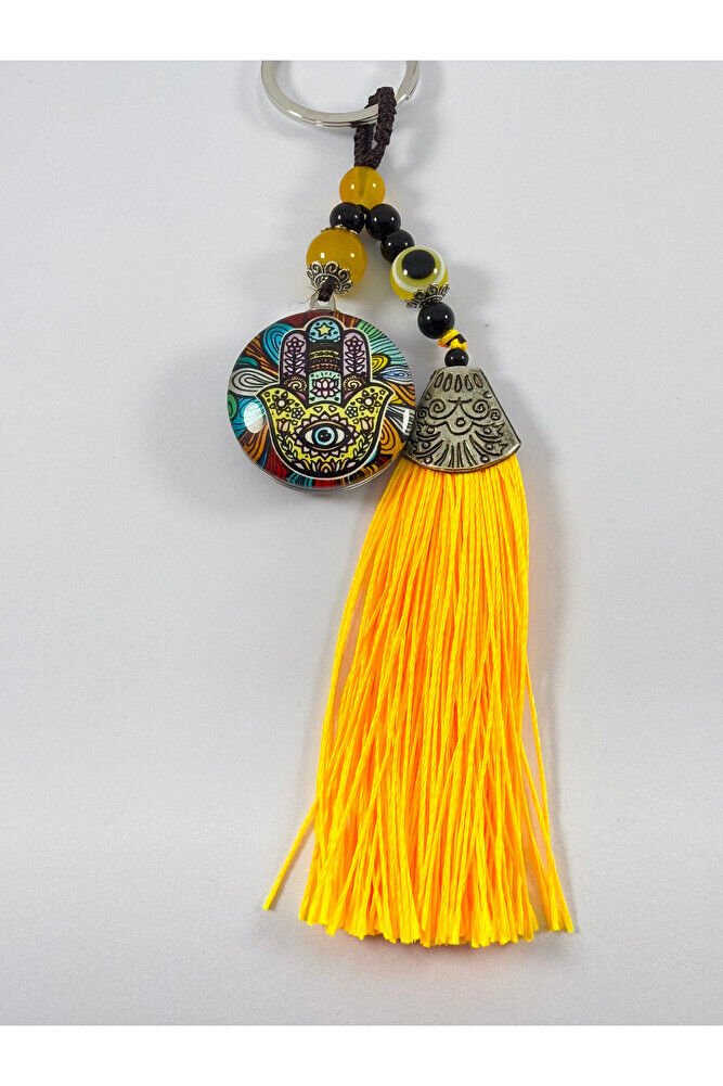 Sarı Nazar Boncuklu Rengarenk hamse Fatma Ana Eli Anahtarlık, Hediyelik Aksesuar