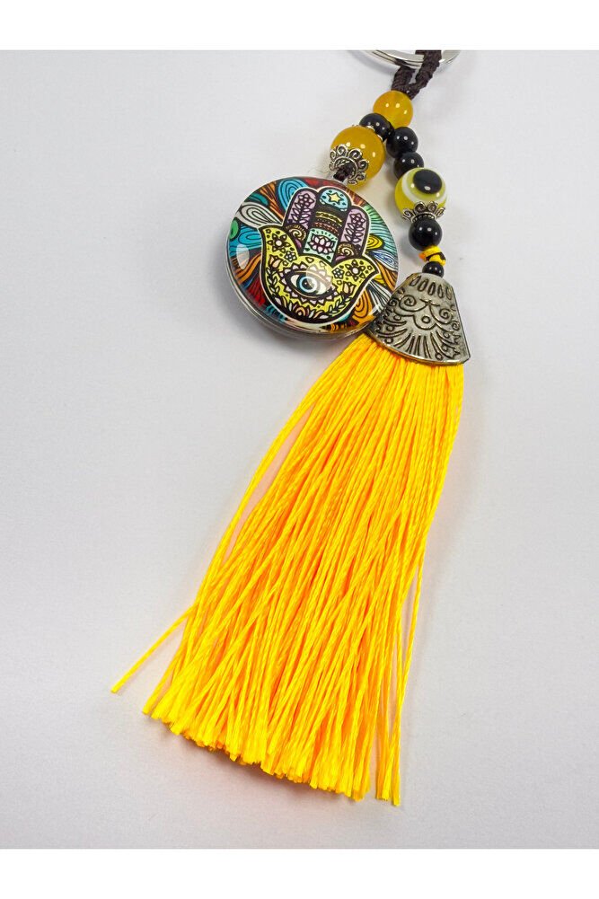 Sarı Nazar Boncuklu Rengarenk hamse Fatma Ana Eli Anahtarlık, Hediyelik Aksesuar