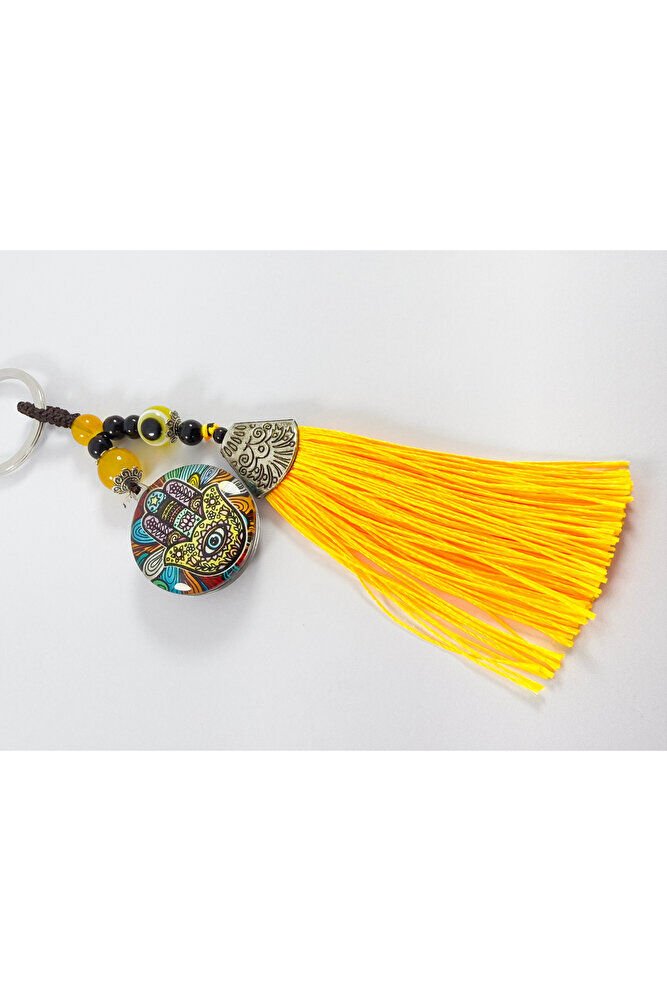 Sarı Nazar Boncuklu Rengarenk hamse Fatma Ana Eli Anahtarlık, Hediyelik Aksesuar