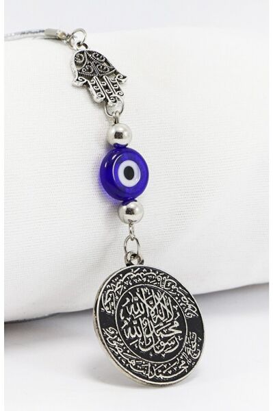 El Yapımı Yassı Cam Nazar Boncuklu Hamse Eli Mühr-ü Şerif Araba Dikiz Ayna Süsü, Yeni Araba Hediyesi