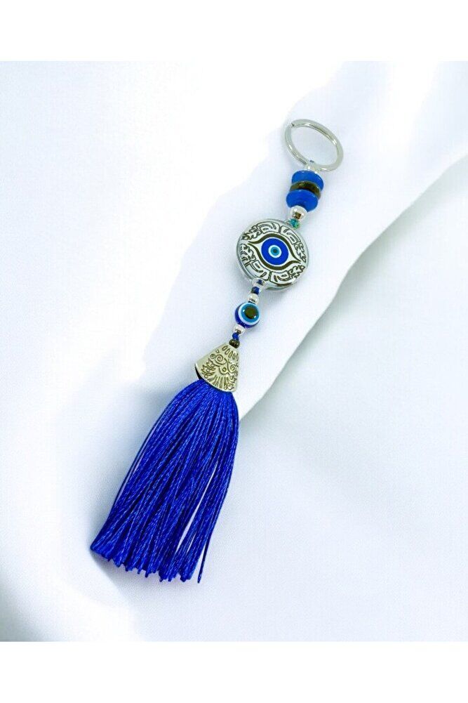 Blue Epoxy Evil Eye Beaded Colorful Keychain, Handmade Gift Accessory