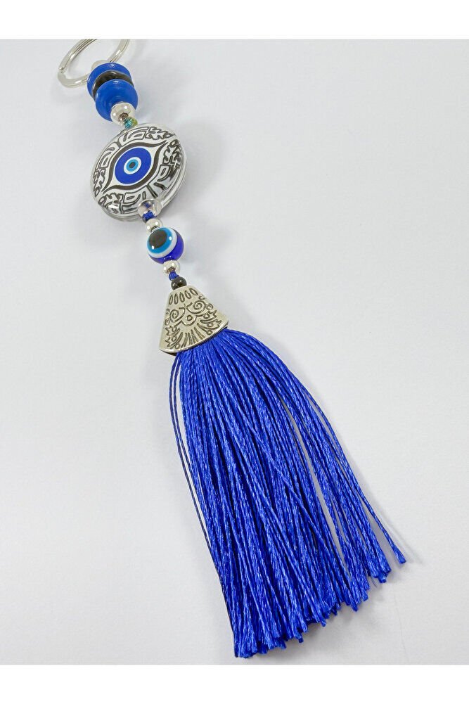 Blue Epoxy Evil Eye Beaded Colorful Keychain, Handmade Gift Accessory