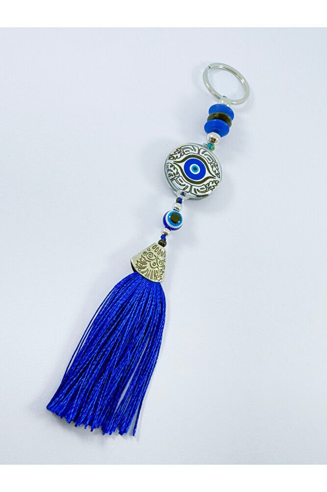 Blue Epoxy Evil Eye Beaded Colorful Keychain, Handmade Gift Accessory