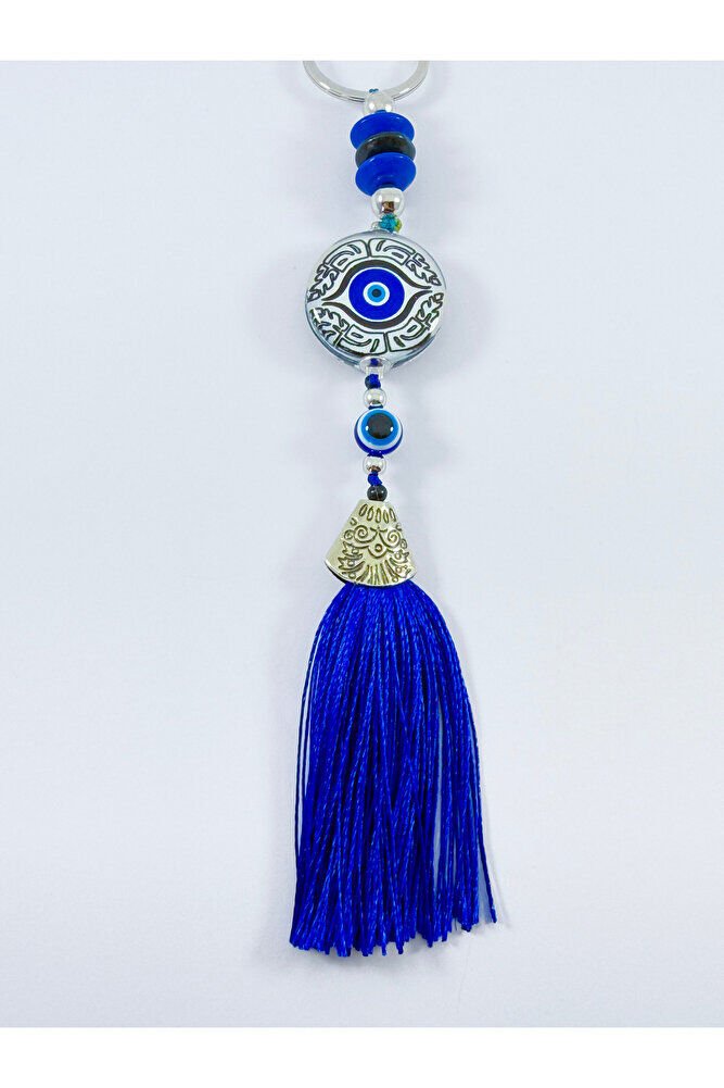 Blue Epoxy Evil Eye Beaded Colorful Keychain, Handmade Gift Accessory