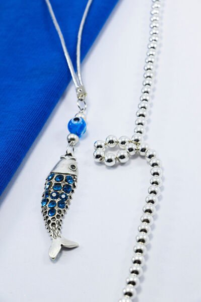 Turkuaz Parlak Taşlı Balık Turkuaz Cam Nazar BoncuğuAraba Dikiz Ayna Süsü, Yeni Araba Hediyesi