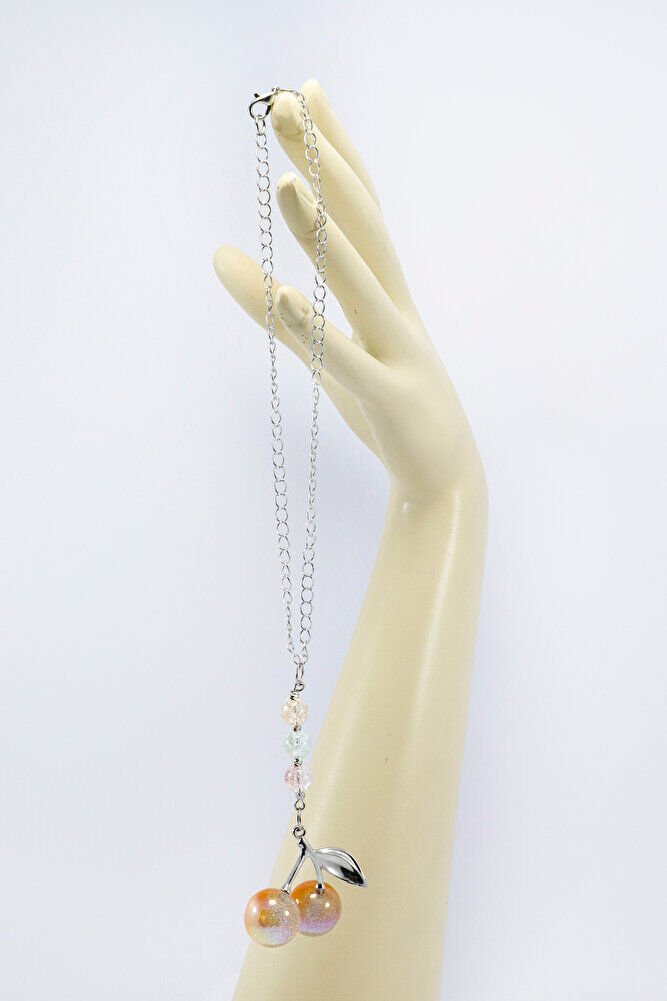 Simli Kiraz Renkli Necef Taşlı Araba Dikiz Ayna Süsü, Hediyelik Yeni Araba Hediyesi