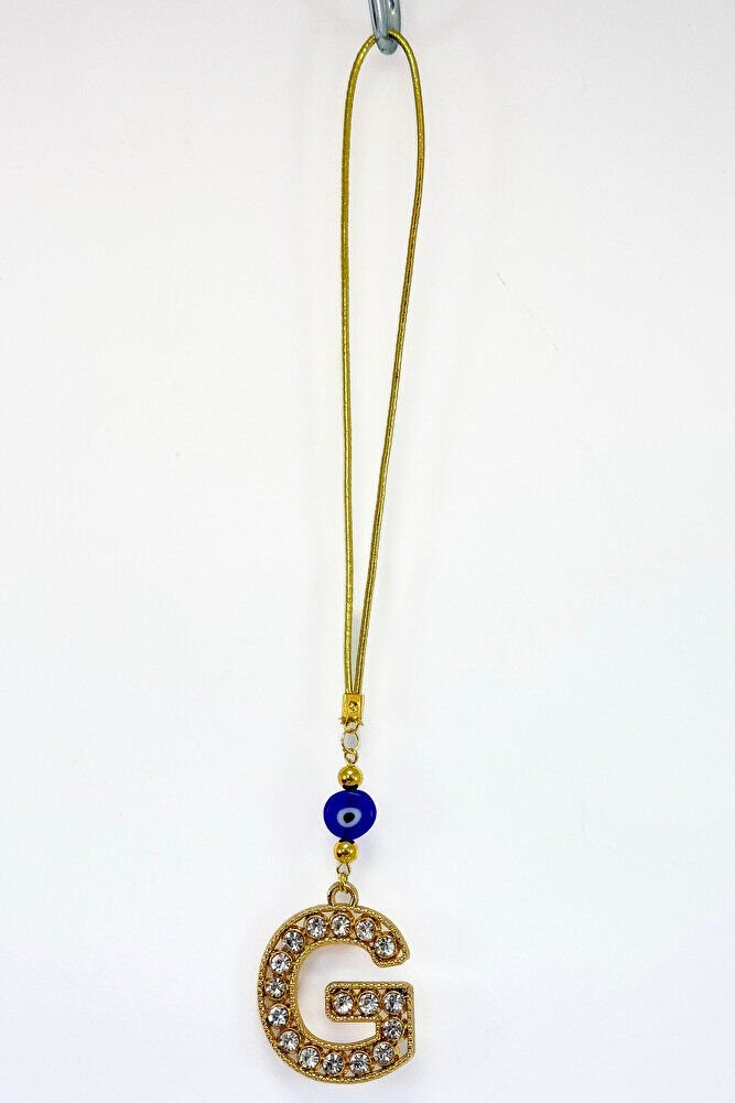 Gold Renkli Parlak Taşlı G Harfi Araba Dikiz Ayna Süsü, Hediyelik Araba Süsü