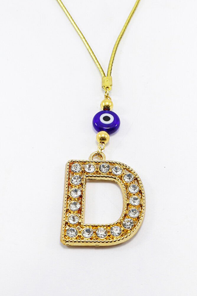 Gold Renkli Parlak Taşlı D Harfi Araba Dikiz Ayna Süsü, Hediyelik Araba Süsü