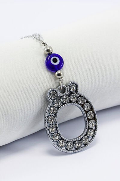 Kristal Taşlı Ö Harfi Metalik Renk Araba Dikiz Ayna Süsü, Hediyelik Nazar Boncuklu Araba Süsü