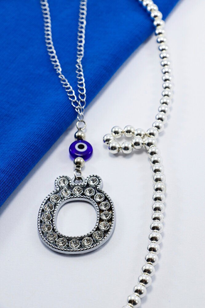 Kristal Taşlı Ö Harfi Metalik Renk Araba Dikiz Ayna Süsü, Hediyelik Nazar Boncuklu Araba Süsü