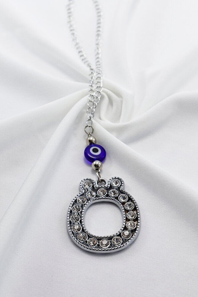 Kristal Taşlı Ö Harfi Metalik Renk Araba Dikiz Ayna Süsü, Hediyelik Nazar Boncuklu Araba Süsü