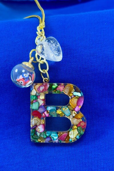 Renkli Epoksi B Harfi Araba Dikiz Ayna Süsü, Yeni Araba Hediyesi