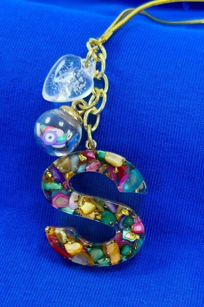 Renkli Epoksi S Harfi Araba Dikiz Ayna Süsü, Yeni Araba Hediyesi