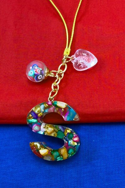 Renkli Epoksi S Harfi Araba Dikiz Ayna Süsü, Yeni Araba Hediyesi